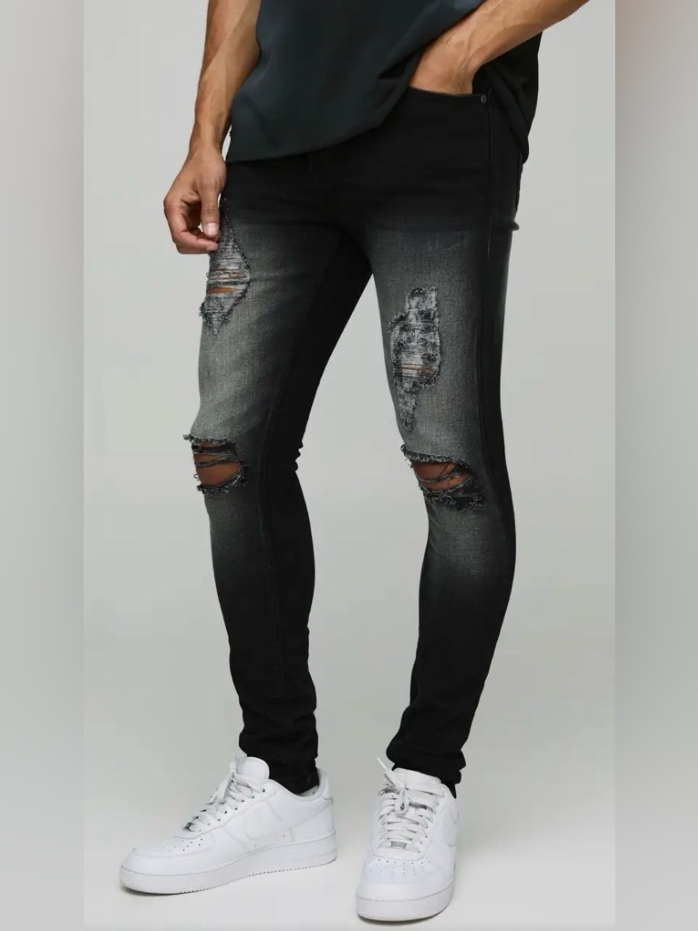 Hudson Jeans Kids Black Distressed Skinny Jeans